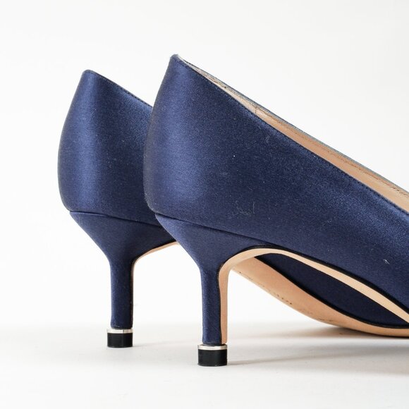 Manolo Blahnik Hangisi Blue Satin Jewel Pumps - Picture 7 of 9